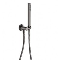 Round Gun Metal Grey Hand Shower On Bracket